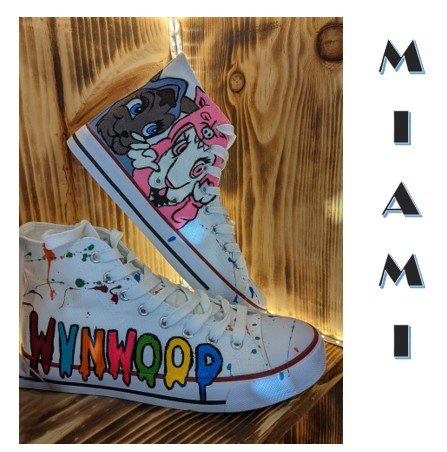 A pair of sneakers with colorful design